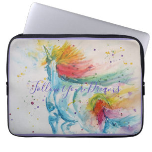 Unicorn Aquarellmalerei Regenbogen Geburtstag Laptopschutzhülle