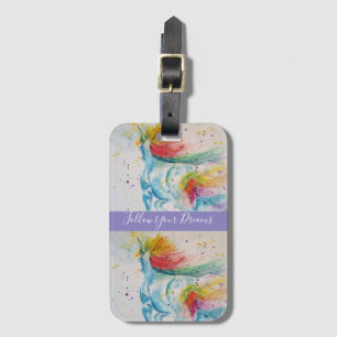 Unicorn Aquarellmalerei Regenbogen Gepäckmarke Gepäckanhänger