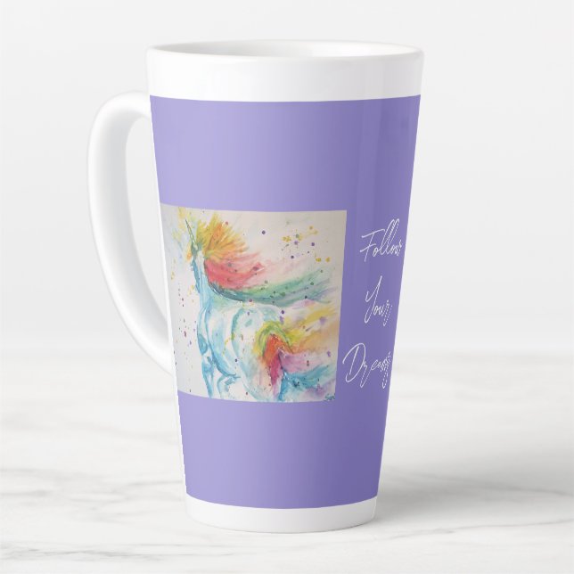 Unicorn Aquarellmalerei Träume Kaffeemaschine Tass Milchtasse (Linke Ecke)