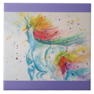 Unicorn Aquarellmalerei Unicorns Whimsical Fliese