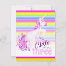 Unicorn art rainbow 3. Geburtstagseinladungen Einladung