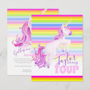 Unicorn art rainbow 4. Geburtstagseinladungen Einladung