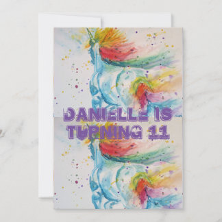 Unicorn Art Watercolor Girls Einladung zum Geburts
