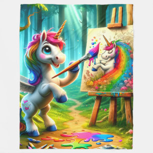 Unicorn Artist Fleecedecke