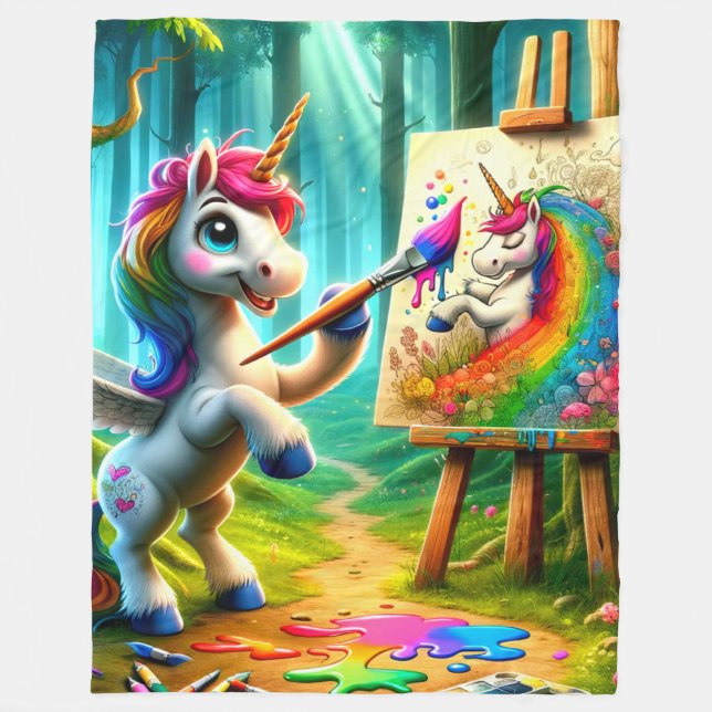Unicorn Artist Fleecedecke (Vorderseite)