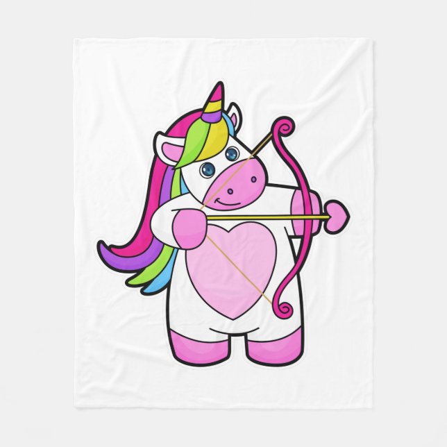 Unicorn as Archer with Bow and Arrow Fleecedecke (Vorderseite)