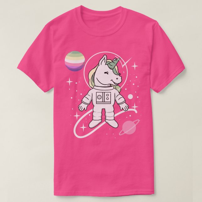 Unicorn Astronaut Genderfade Pride T-Shirt (Design vorne)