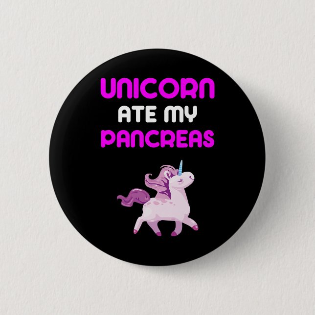 Unicorn Ate My Pankreas Fun Diabetes Mädchen Kinde Button (Vorderseite)