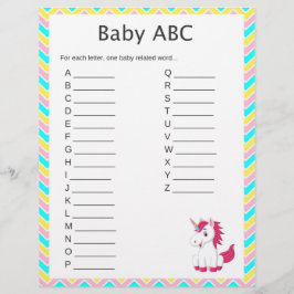 Unicorn Baby ABC Baby Shower Game