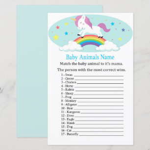Unicorn Baby Animals Name Game