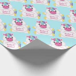 Unicorn Baby Dusche Aquamarin Geschenkpapier