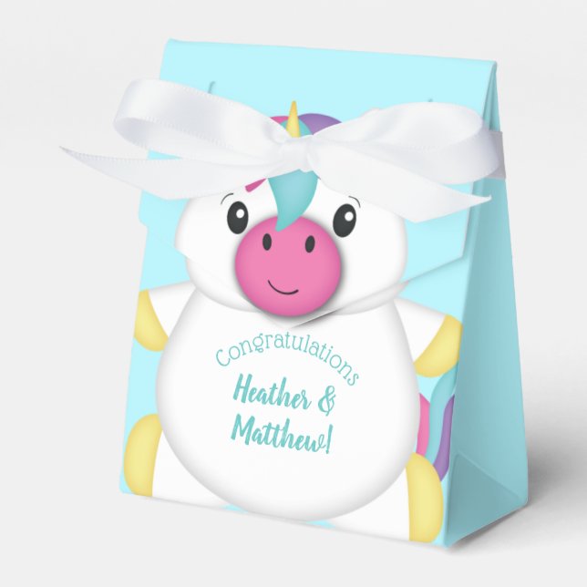 Unicorn Baby Dusche Aquamarin Geschenkschachtel (Vorderseite)
