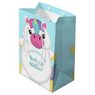 Unicorn Baby Dusche Aquamarin Mittlere Geschenktüte