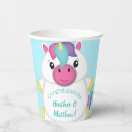 Unicorn Baby Dusche Aquamarin Pappbecher