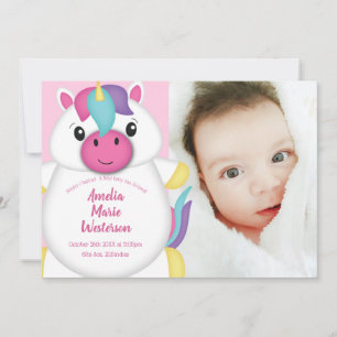 Unicorn Baby Dusche Rosa Einladung