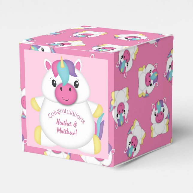 Unicorn Baby Dusche Rosa Geschenkschachtel (Vorderseite)