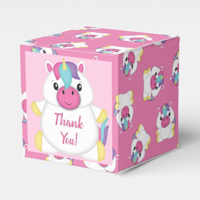Unicorn Baby Dusche Rosa Geschenkschachtel (Vorderseite)