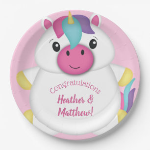 Unicorn Baby Dusche Rosa Pappteller