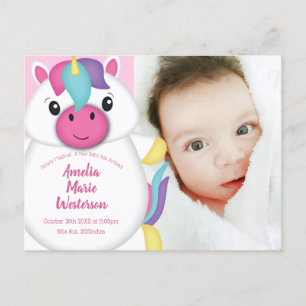 Unicorn Baby Dusche Rosa Postkarte