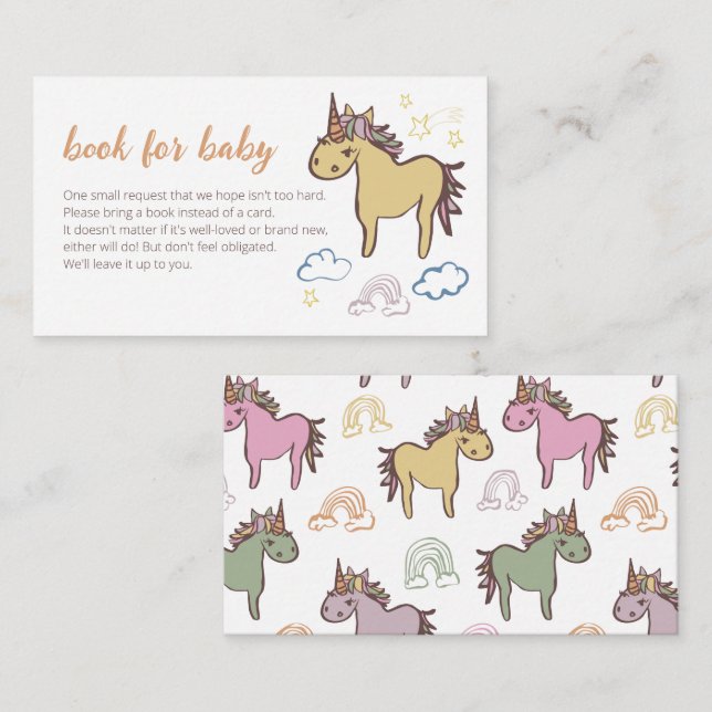 Unicorn Baby Duwer Gender Neutral Begleitkarte (Vorne/Hinten)