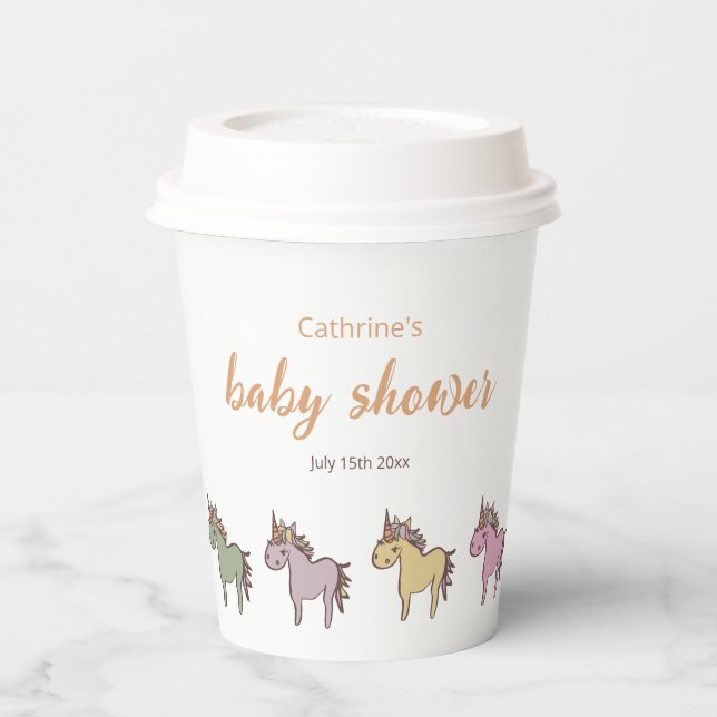 Unicorn Baby Duwer Gender Neutral Pappbecher (Links)