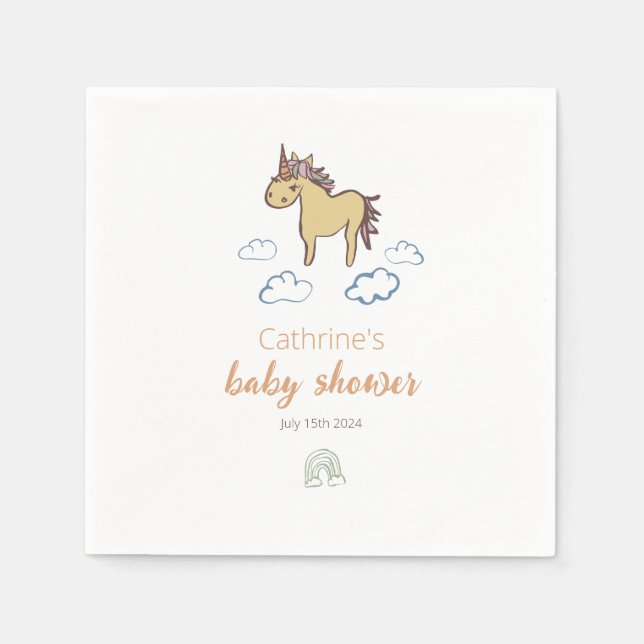 Unicorn Baby Duwer Gender Neutral Serviette (Vorderseite)