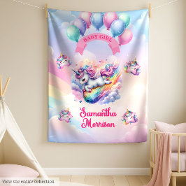 Unicorn Baby Girl Blanket Custom Rainbow Clouds Babydecke