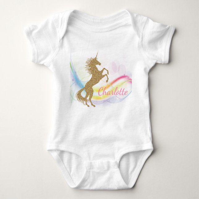 Unicorn Baby Girl Personalisierte Shirts (Vorderseite)