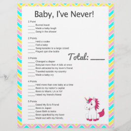 Unicorn Baby, ich habe noch nie! Baby Shower Game
