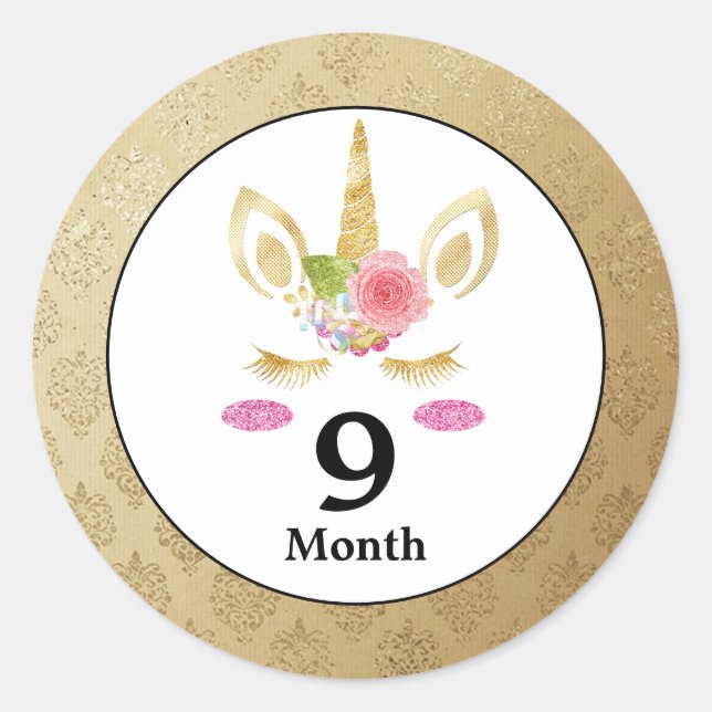 Unicorn Baby Month Stickers (Vorderseite)
