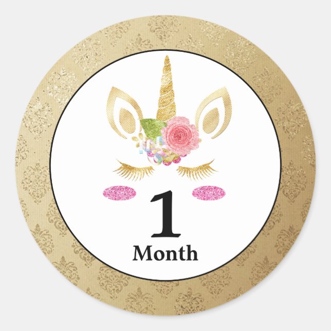 Unicorn Baby Month Stickers (Vorderseite)