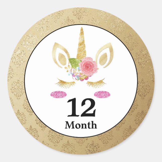 Unicorn Baby Month Stickers (Vorderseite)
