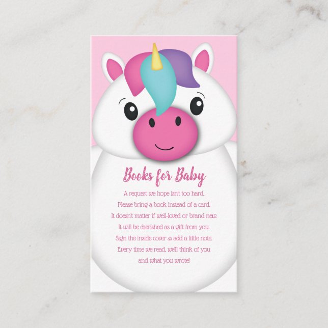 Unicorn Baby Shower Books for Baby Begleitkarte (Vorderseite)