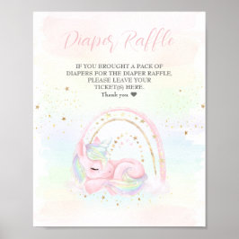 Unicorn Baby Shower Diaper Raffle-Zeichen Poster