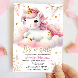 Unicorn Baby Shower Girl Pink Magical Unicorn Einladung