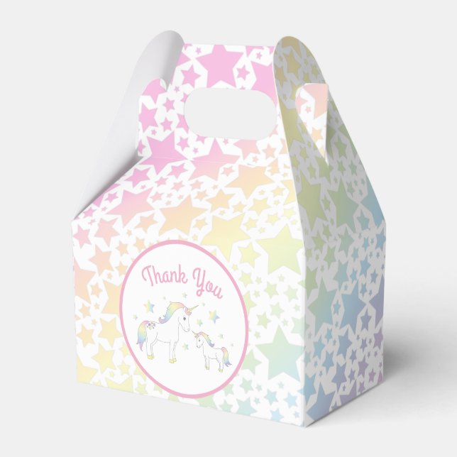 Unicorn Baby Shower Pastel Rainbow Geschenkschachtel (Vorderseite)