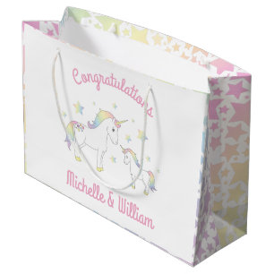 Unicorn Baby Shower Pastel Rainbow Große Geschenktüte