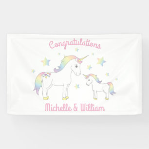 Unicorn Baby Shower Pastel Rainbow Niedlich Banner