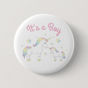 Unicorn Baby Shower Pastel Rainbow Niedlich Button