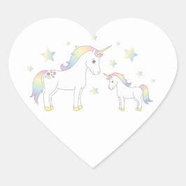 Unicorn Baby Shower Pastel Rainbow Niedlich Herz-Aufkleber
