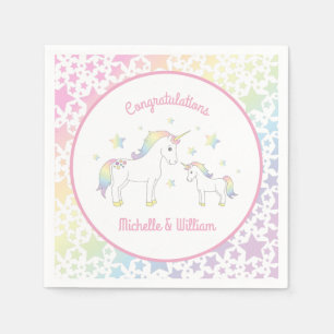 Unicorn Baby Shower Pastel Rainbow Niedlich Serviette