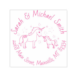 Unicorn Baby Shower Pastel Rainbow Permastempel