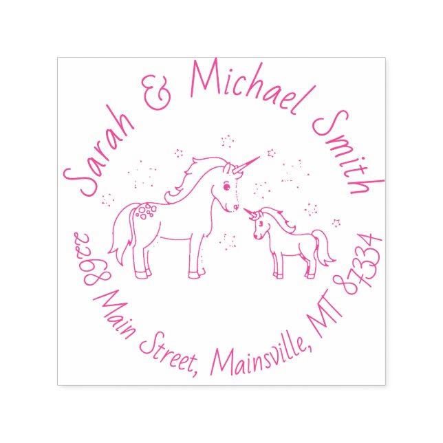 Unicorn Baby Shower Pastel Rainbow Permastempel (Design)
