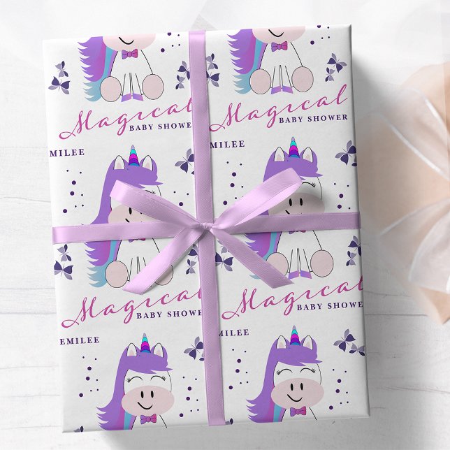 Unicorn Baby Shower Rainbow Colors Geschenkpapier (Von Creator hochgeladen)