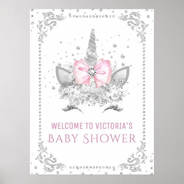 Unicorn Baby Shower Sign Poster (Vorne)