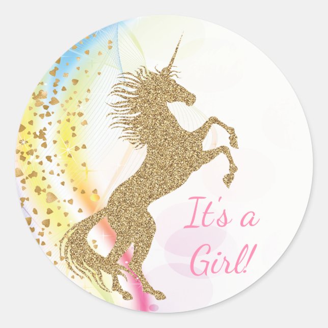 Unicorn Baby Shower Stickers (Vorderseite)