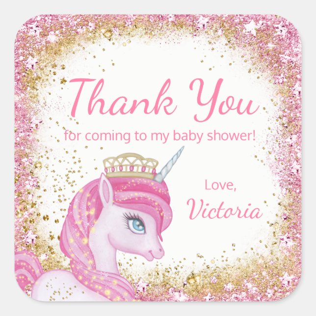 Unicorn Baby Shower Stickers (Vorderseite)