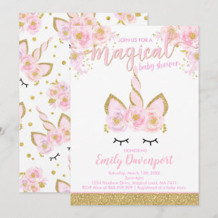 Unicorn Babydusche Einladung Magische Babydusche