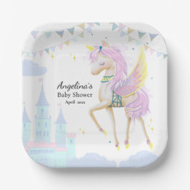 Unicorn Babydusche Papierplatte. Pappteller