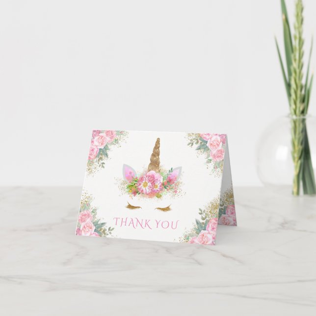 Unicorn Babydusche Vielen Dank Karten (Vorderseite)